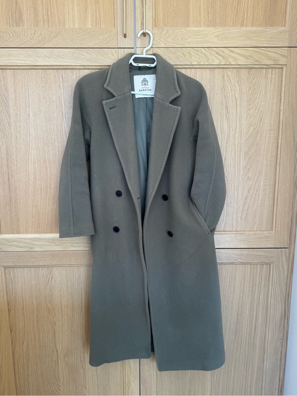 Aritzia Babaton Olive Double-Breasted Wool Coat